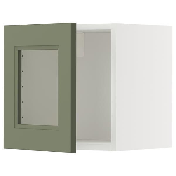 Köksskåp i grönt glas METOD, rektangulär, modern design.