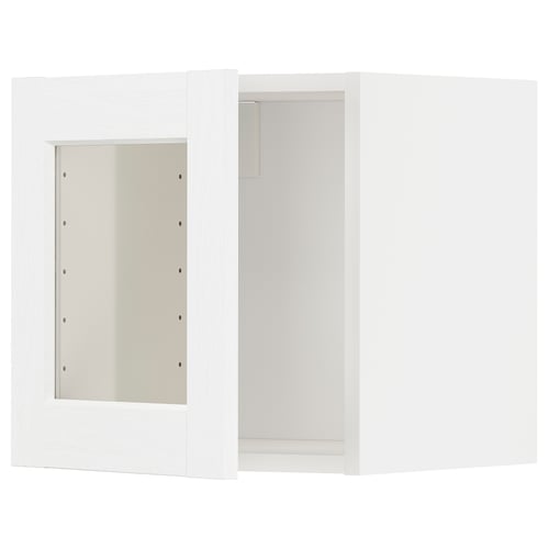 METOD köksskåp: vitt skåp med glasdörr, modern design.