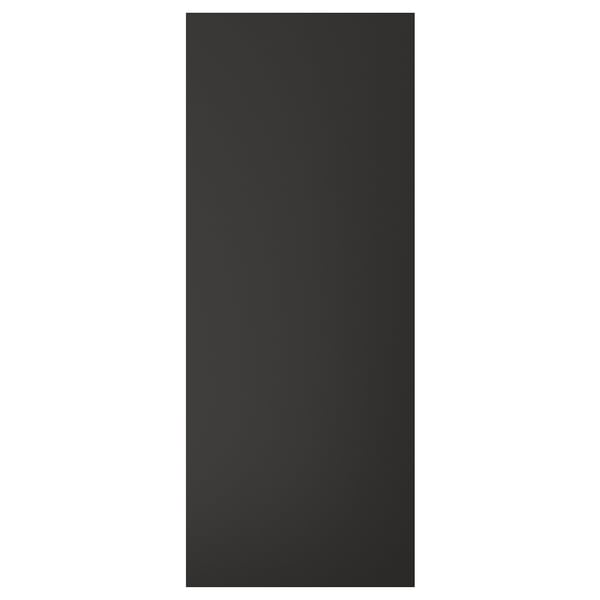 Svart rektangulär NICKEBO-frontpanel av återvunnet trä och plast, med en elegant, minimalistisk design.