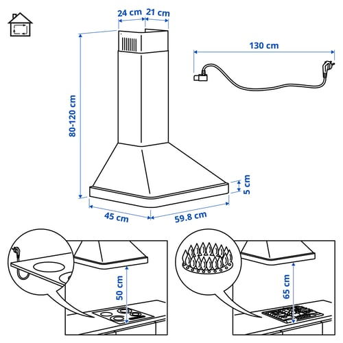 Illustration med mått för produkten: NILSBYN.