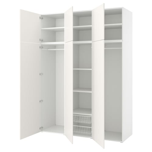 PLATSA Garderob m 6 dörrar, vit/Fonnes vit, 180x57x241 cm