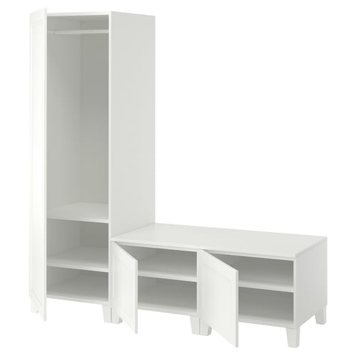 PLATSA Garderob med 3 dörrar, vit/Sannidal vit, 180x57x191 cm