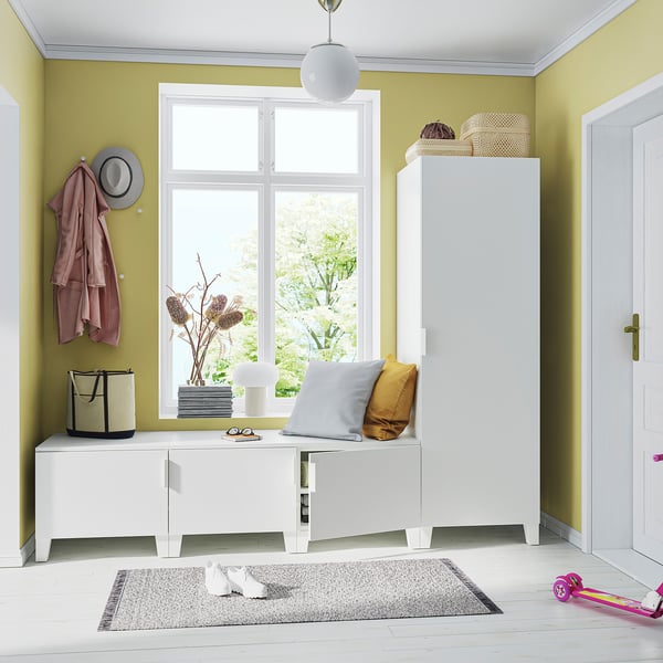 PLATSA Garderob med 4 dörrar, vit/Fonnes vit, 240x57x191 cm