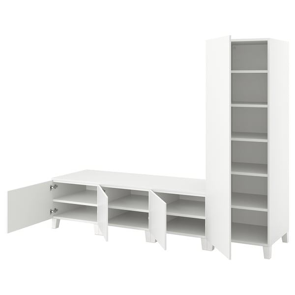 PLATSA Garderob med 4 dörrar, vit/Fonnes vit, 240x57x191 cm