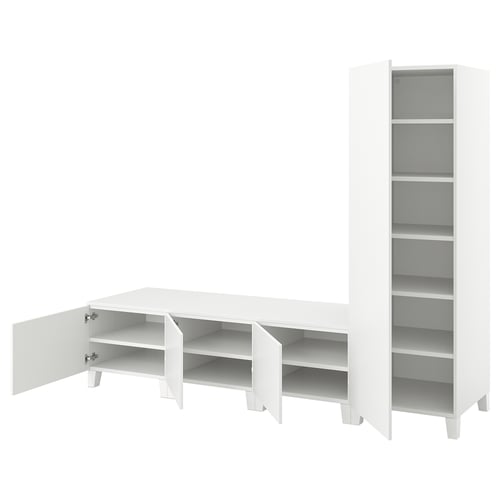 PLATSA Garderob med 4 dörrar, vit/Fonnes vit, 240x57x191 cm