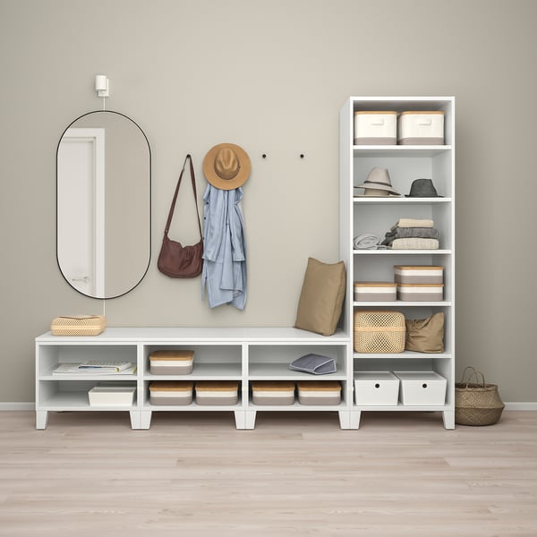 PLATSA Garderob med 4 dörrar, vit/Fonnes vit, 240x57x191 cm
