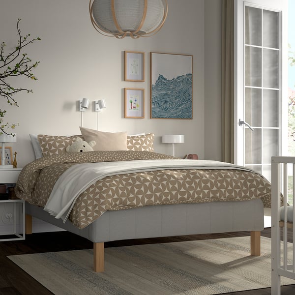 RÅHOLMAR Resårbtn m pocketresårkärna 5 zoner, inkl ben medium fast/Knisa ljusbeige, 120x200 cm