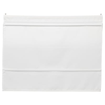 RINGBLOMMA vit hissgardin, tillverkad av återvunnen polyester, hängande platt utan mönster.