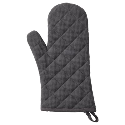 Svart RINNIG ugnsvante, återvunnen polyester och bomull, skyddande, texturerade ränder, höger/vänster hand.