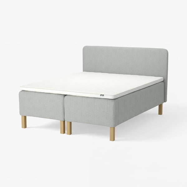 RISHÖJDEN Resårbtn m pocketresårkärna 7 zoner, inkl ben, bäddmadrass och sänggavel fast/Tibbleby beige/grå Nyläget, 180x200 cm