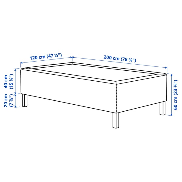 RISHÖJDEN Resårbtn m pocketresårkärna 7 zoner, inkl ben medium fast/Tibbleby beige/grå, 120x200 cm