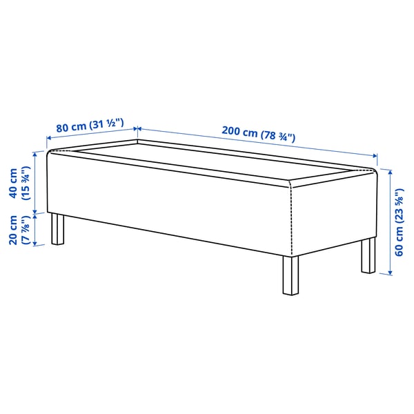 RISHÖJDEN Resårbtn m pocketresårkärna 7 zoner, inkl ben medium fast/Tibbleby beige/grå, 80x200 cm