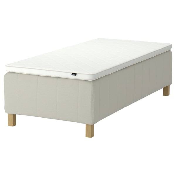 RISHÖJDEN Resårbtn m pocketresårkärna 7 zoner, inkl ben och bäddmadrass medium fast/Knisa ljusbeige Nyläget, 80x200 cm