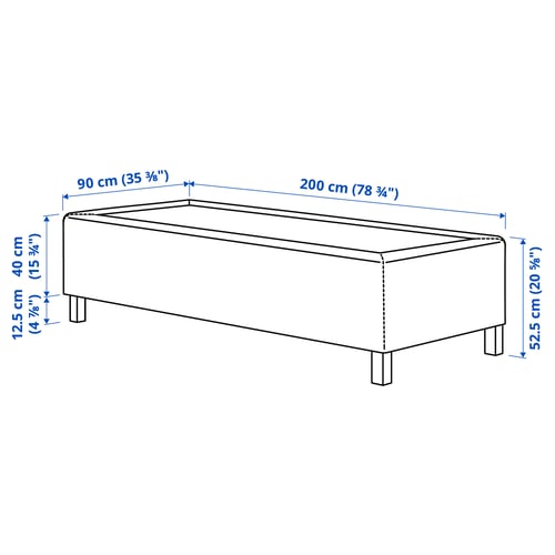 RISHÖJDEN Resårbtn m pocketresårkärna 7 zoner, inkl ben och bäddmadrass medium fast/Knisa ljusbeige Nyläget, 90x200 cm