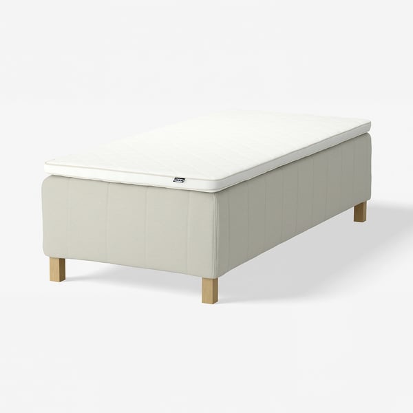 RISHÖJDEN Resårbtn m pocketresårkärna 7 zoner, inkl ben och bäddmadrass medium fast/Knisa ljusbeige Nyläget, 80x200 cm