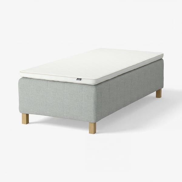 RISHÖJDEN Resårbtn m pocketresårkärna 7 zoner, inkl ben och bäddmadrass medium fast/Tibbleby beige/grå Nyläget, 90x200 cm
