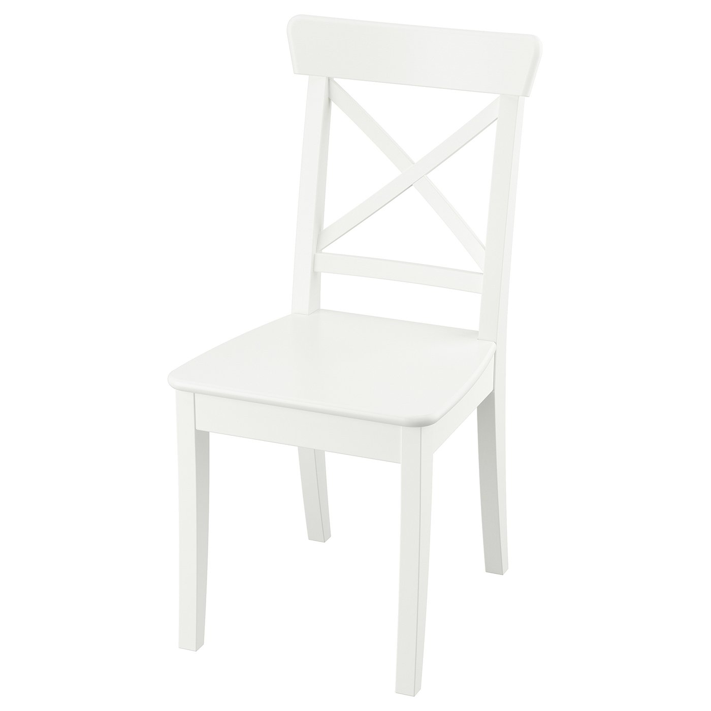 Vit ROSENTORP stol, klassisk trädesign med korsad rygg och fyrkantig sits.