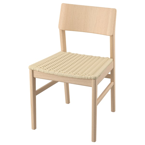 SKANSNÄS stol, beige, trä & vävd. Modern skandinavisk design, lätt, bekväm, elegant.