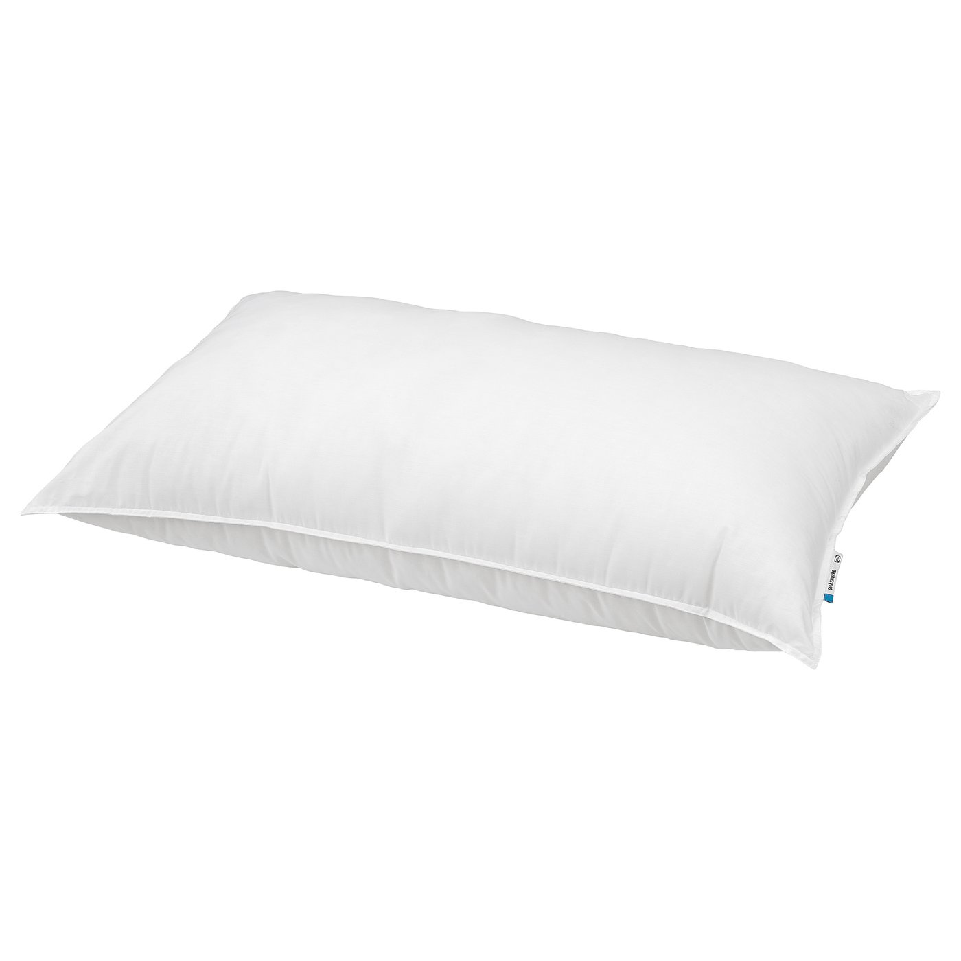 Vit SMÅSPORRE-kudde: mjuk, fast, bomull och återvunnen polyester, för personer som sover på sidan/ryggen.