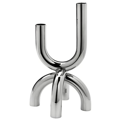 SNÖDUVA Ljusstake, för 2 ljus silverfärgad, 25 cm