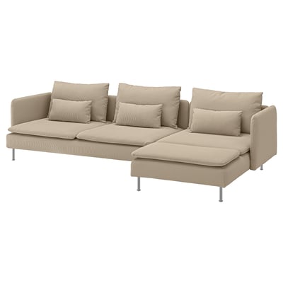 SÖDERHAMN 4-sitssoffa, med schäslong/Kelinge beige