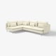 SÖDERHAMN krämfärgad L-formad sektionssoffa, slanka kromben, djupa kuddar.
