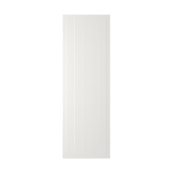 En vit, rektangulär STENSUND-dörr med panel av träfiberskiva med en slät, lackerad yta.