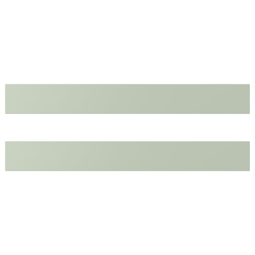 Två gröna rektangulära paneler med spår. Märket STENSUND, 25 års garanti. Tillverkad av träfiberskiva med lackerad yta.
