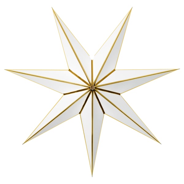 STRÅLA vit stjärndekoration, metallkanter, 3D-geometrisk design, hänger på väggen.