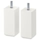 Två vita rektangulära STUBBARP-ben med silverbultar upptill, designade för möbelstabilitet.