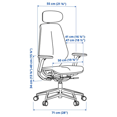 Illustration med mått för produkten: STYRSPEL.
