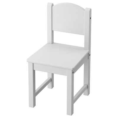 SUNDVIK vit barnstol, trä, enkel design, fyrkantig sits, ryggstöd.