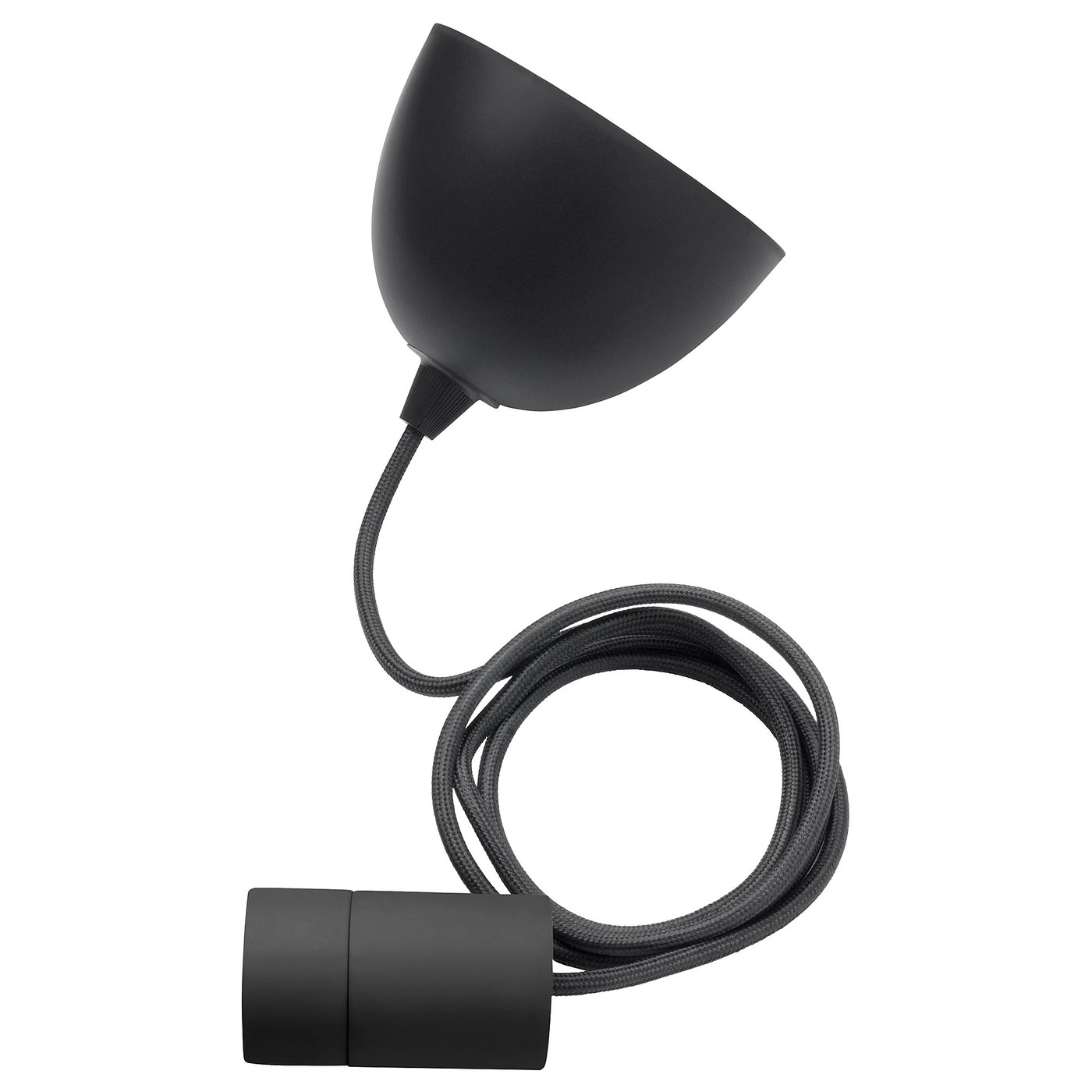 SUNNEBY-lampan i svart. Den innehåller en flexibel sladd och en modern design, perfekt för gör-det-själv-lampor.