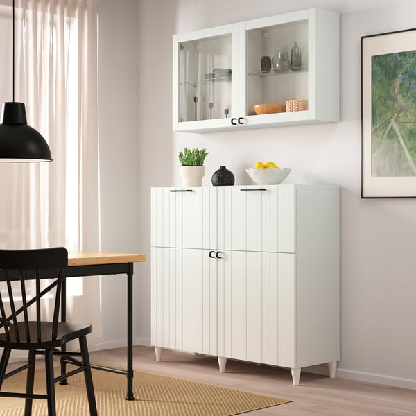 SUTTERVIKEN vitt skåp, snygg design, passar bra under hyllor, stort och rent utseende, modern och enkel förvaring.