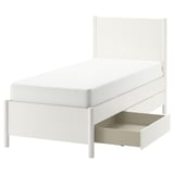 TONSTAD benvit säng med klassisk design, mjukstängande lådor, robust konstruktion.