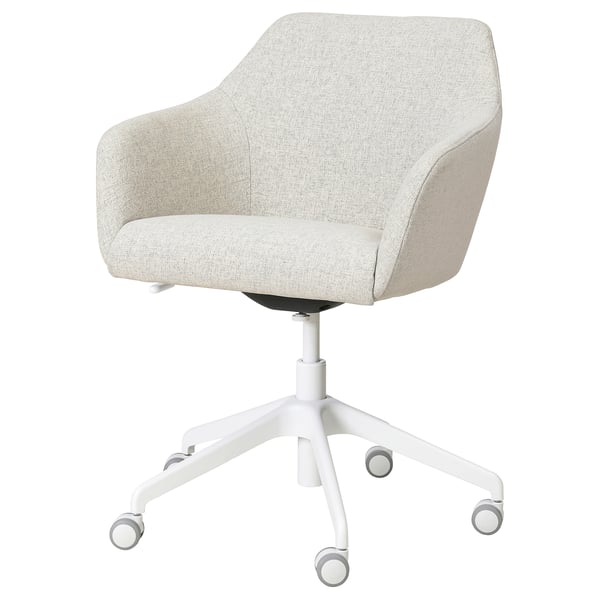 Tozzberg kontorsstol, ljusgrått tyg, ergonomisk design med armstöd, vridbar bas, perfekt för hemmakontor.