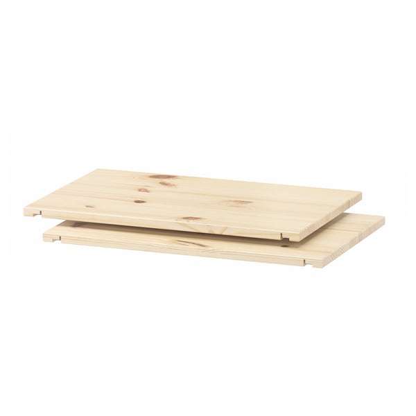 Två ljusa trähyllor för TROFAST, rektangulär form, enkel design.