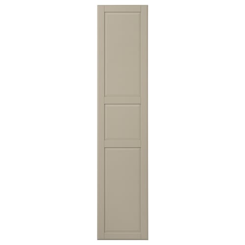 En TYSSEDAL gråbeige skåpdörr med en klassisk paneldesign, med rundade kanter och en slitstark målad finish.