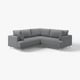 UPPÅKRA grå L-formad soffa, modern design, bekväm med metallben.