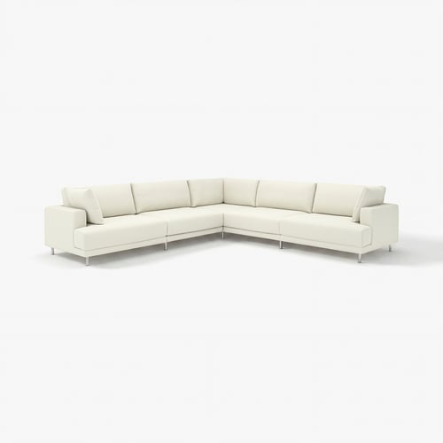 UPPÅKRA krämfärgad sektionssoffa, modern, mjuk, med metallben, perfekt för familjeavkoppling.