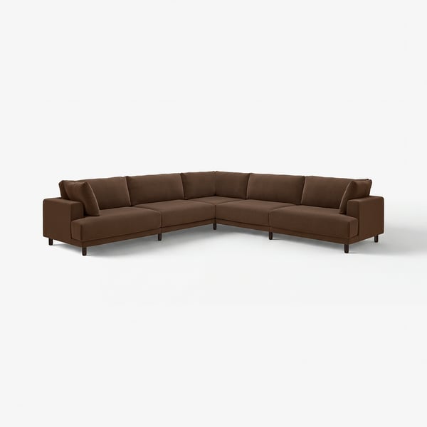 Brun UPPÅKRA sektionssoffa, modern design, klädd i återvunnen polyester, L-formad.
