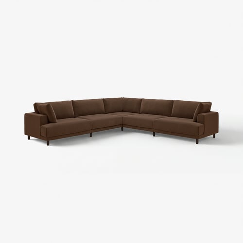 Brun UPPÅKRA sektionssoffa, modern design, klädd i återvunnen polyester, L-formad.