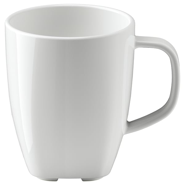 Vit VÄRDERA fyrkantig mugg, porslin, rundade kanter.