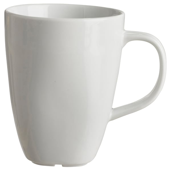 VÄRDERA mugg, vit, slitstarkt porslin, fyrkantig form, släta kanter.