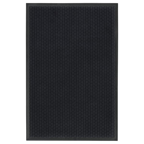 VATTENVERK svart dörrmatta, sexkantigt mönster, återvunnen polyester, rektangulär form.
