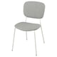 VIHALS grå stol, modern design, vadderad sits och rygg, vita ben.