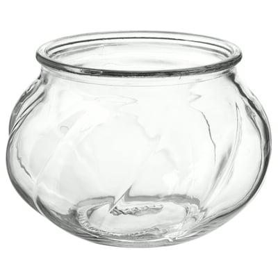 VILJESTARK glasvas, klar, elegant böjd, handtag på sidorna.