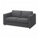 Modern 2-sits soffa i grått tyg, stilren design, bekväma kuddar.