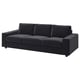 Svart VIMLE soffa, modern design, mjuka kuddar, elegant form, bekväm sittplats.