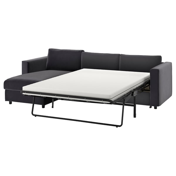VIMLE grå bäddsoffa, modern design, tyg och skum, cabriolet, med förvaring.